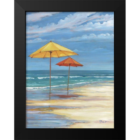 Umbrella Beachscape II Black Modern Wood Framed Art Print by Brent, Paul