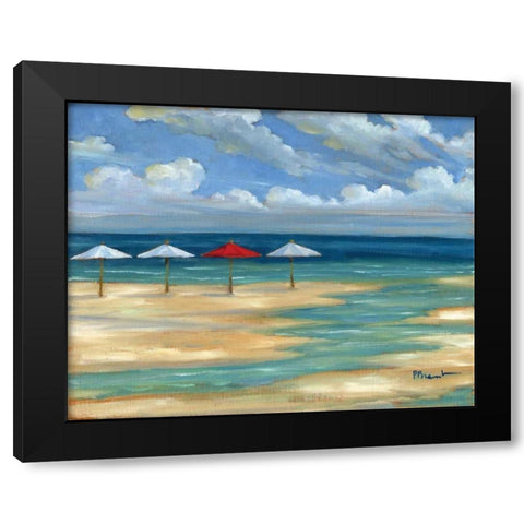 Umbrella Beachscape III Black Modern Wood Framed Art Print with Double Matting by Brent, Paul