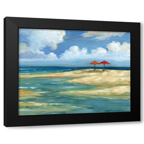 Umbrella Beachscape IV Black Modern Wood Framed Art Print with Double Matting by Brent, Paul