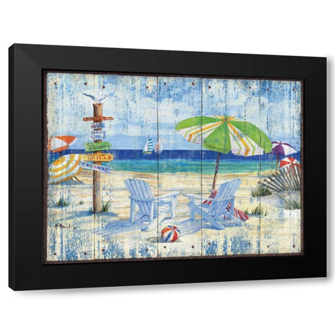 Beach Signs I Black Modern Wood Framed Art Print with Double Matting by Brent, Paul