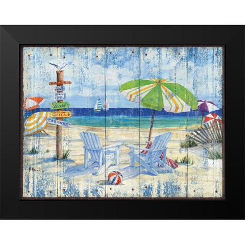 Beach Signs I Black Modern Wood Framed Art Print by Brent, Paul