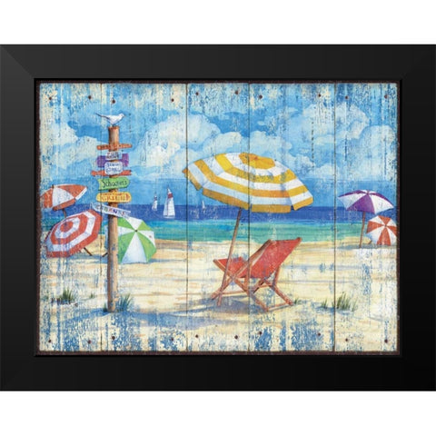 Beach Signs II Black Modern Wood Framed Art Print by Brent, Paul