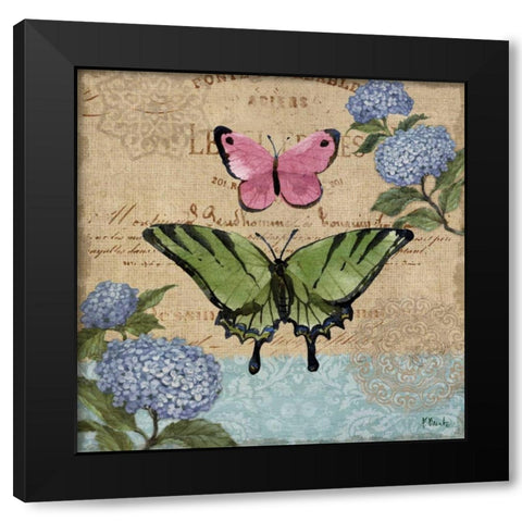 Burlap Butterflies I Black Modern Wood Framed Art Print with Double Matting by Brent, Paul