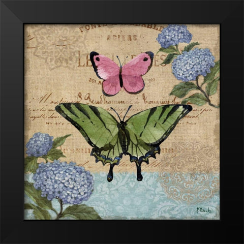 Burlap Butterflies I Black Modern Wood Framed Art Print by Brent, Paul