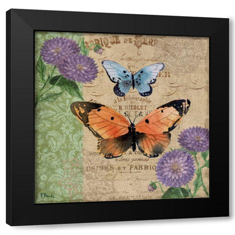 Burlap Butterflies II Black Modern Wood Framed Art Print by Brent, Paul