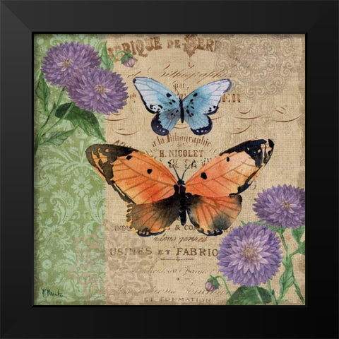 Burlap Butterflies II Black Modern Wood Framed Art Print by Brent, Paul
