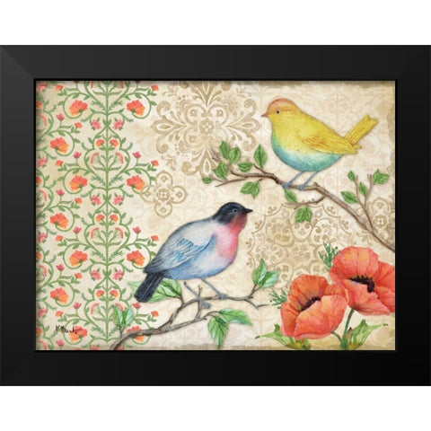 Blossoming Birds I Black Modern Wood Framed Art Print by Brent, Paul