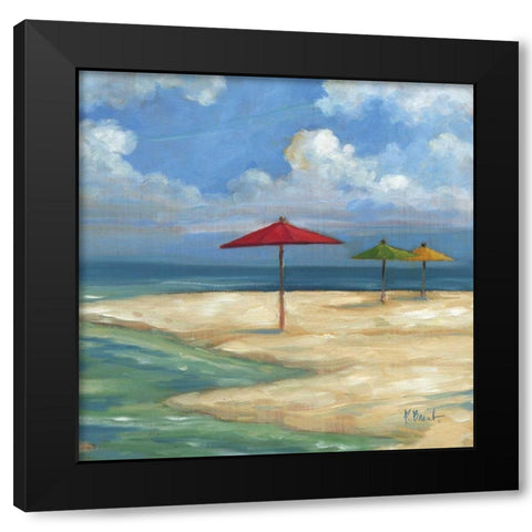 Umbrella Beachscape Sq. I Black Modern Wood Framed Art Print by Brent, Paul