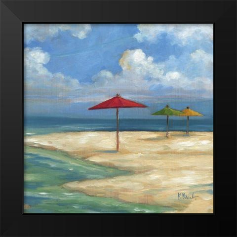 Umbrella Beachscape Sq. I Black Modern Wood Framed Art Print by Brent, Paul