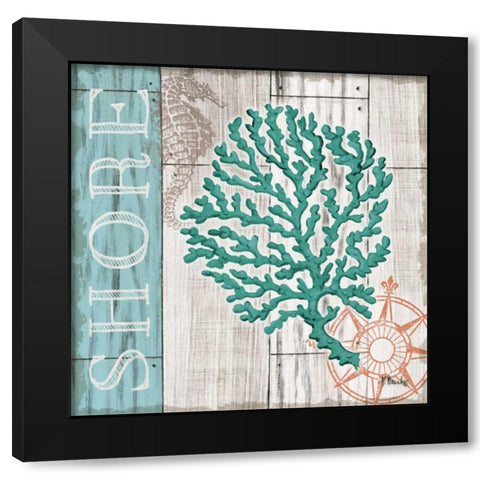 Coral Azul III Black Modern Wood Framed Art Print with Double Matting by Brent, Paul