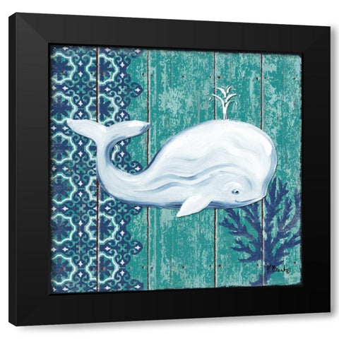 Indigo Sea V Black Modern Wood Framed Art Print by Brent, Paul
