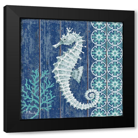 Indigo Sea VI Black Modern Wood Framed Art Print with Double Matting by Brent, Paul