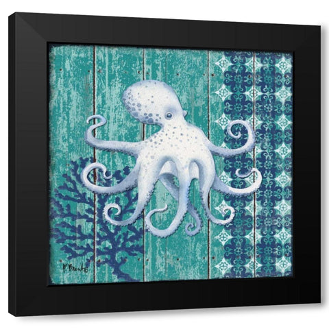 Indigo Sea IX Black Modern Wood Framed Art Print with Double Matting by Brent, Paul