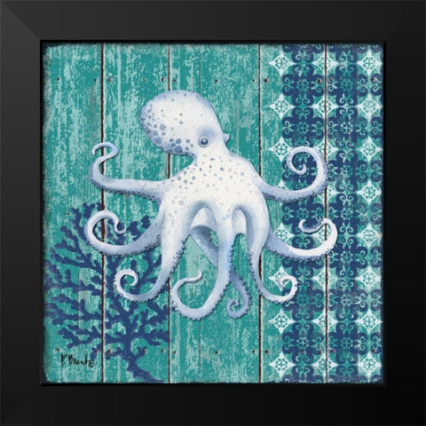 Indigo Sea IX Black Modern Wood Framed Art Print by Brent, Paul