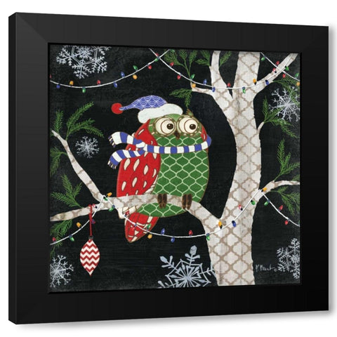 Winter Fantasy Owls III Black Modern Wood Framed Art Print with Double Matting by Brent, Paul