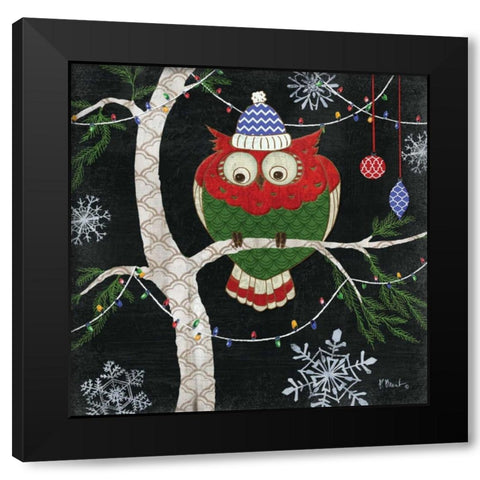 Winter Fantasy Owls IV Black Modern Wood Framed Art Print with Double Matting by Brent, Paul