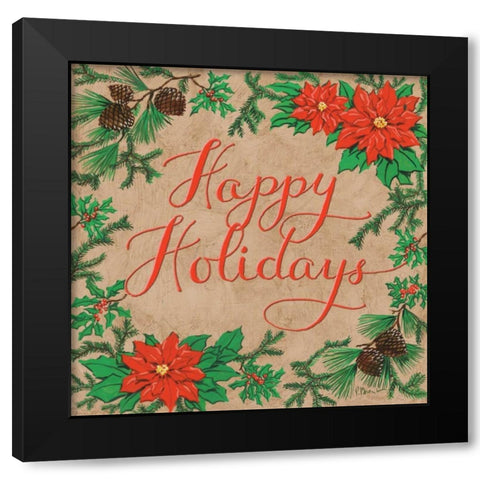 Happy Holidays Black Modern Wood Framed Art Print with Double Matting by Brent, Paul