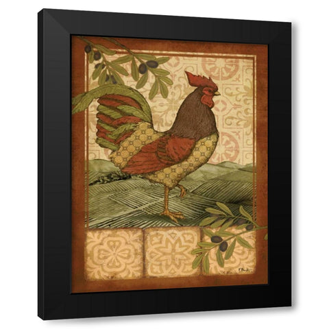 Tuscan Rooster II Black Modern Wood Framed Art Print with Double Matting by Brent, Paul