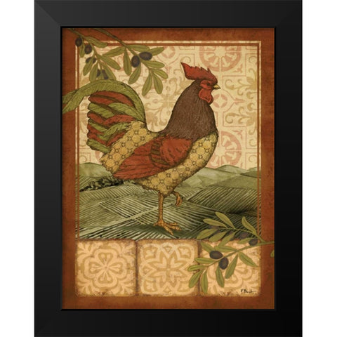 Tuscan Rooster II Black Modern Wood Framed Art Print by Brent, Paul