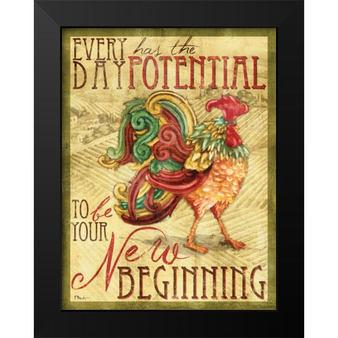 Daybreak Rooster I Black Modern Wood Framed Art Print by Brent, Paul