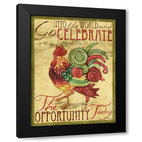 Daybreak Rooster II Black Modern Wood Framed Art Print with Double Matting by Brent, Paul