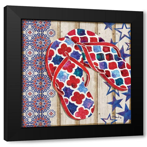 Patriotic Sarasota Sandals I Black Modern Wood Framed Art Print by Brent, Paul