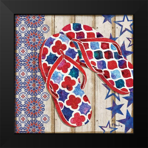 Patriotic Sarasota Sandals I Black Modern Wood Framed Art Print by Brent, Paul