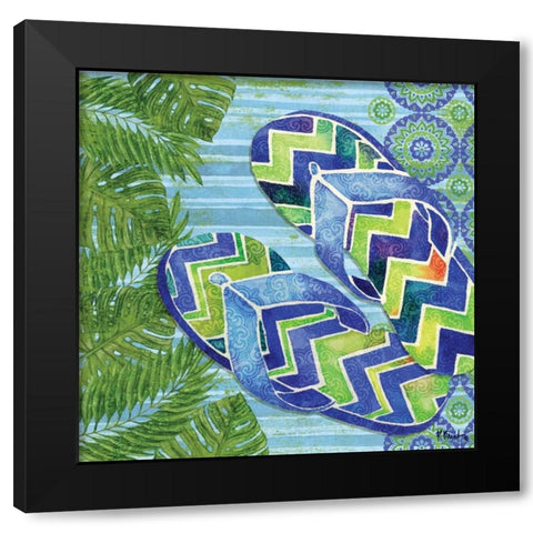 Blue Sarasota Sandals II Black Modern Wood Framed Art Print by Brent, Paul