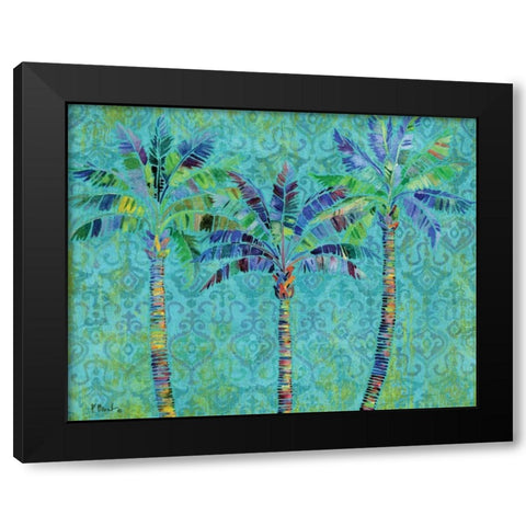 Paradise Palms Turquoise Black Modern Wood Framed Art Print with Double Matting by Brent, Paul
