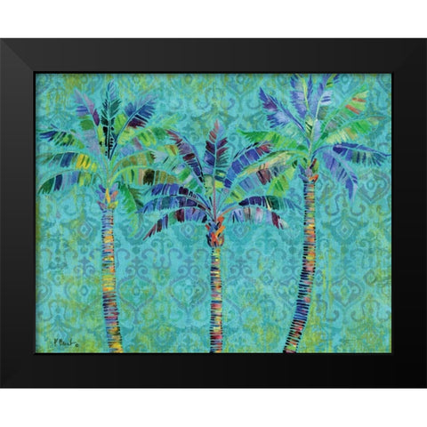Paradise Palms Turquoise Black Modern Wood Framed Art Print by Brent, Paul