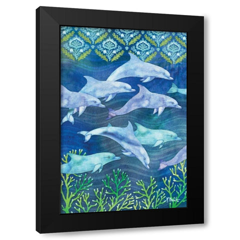 Dolphin Escape II Black Modern Wood Framed Art Print by Brent, Paul