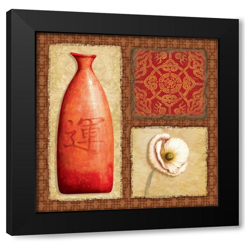 Oriental Collage I Black Modern Wood Framed Art Print with Double Matting by Corbin, Delphine