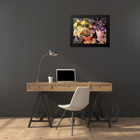 Flowers Florence Black Modern Wood Framed Art Print by Cieslikowski, Zeny