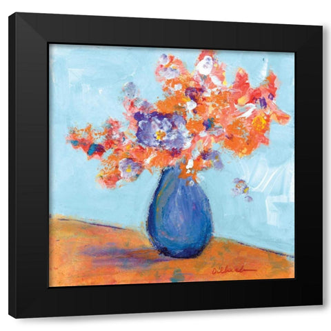 Blue Vase I Black Modern Wood Framed Art Print with Double Matting by Dilbeck, Nikki