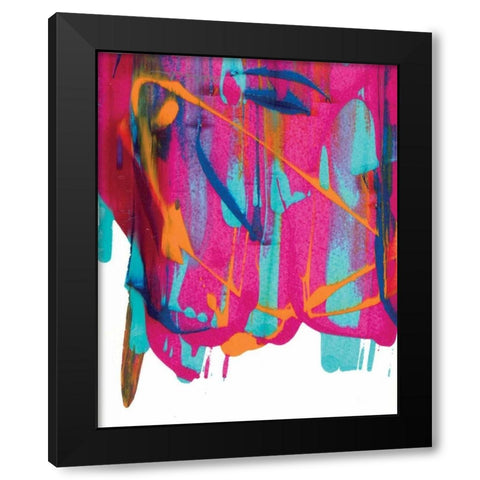 Pink Splatters Black Modern Wood Framed Art Print with Double Matting by Dilbeck, Nikki