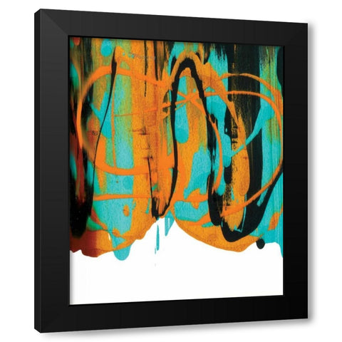 Orange Splatters Black Modern Wood Framed Art Print with Double Matting by Dilbeck, Nikki