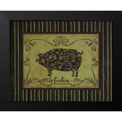le Cochon Black Modern Wood Framed Art Print by Devereux, Sophie