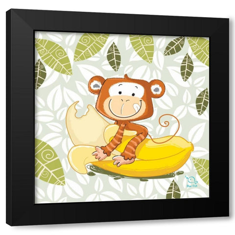 A Banana Ride Black Modern Wood Framed Art Print with Double Matting by Blue Fish