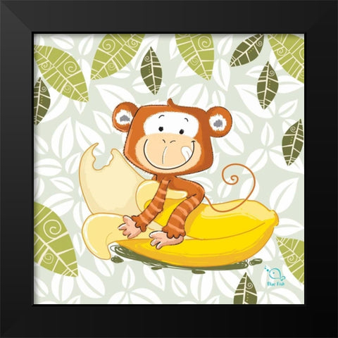 A Banana Ride Black Modern Wood Framed Art Print by Blue Fish