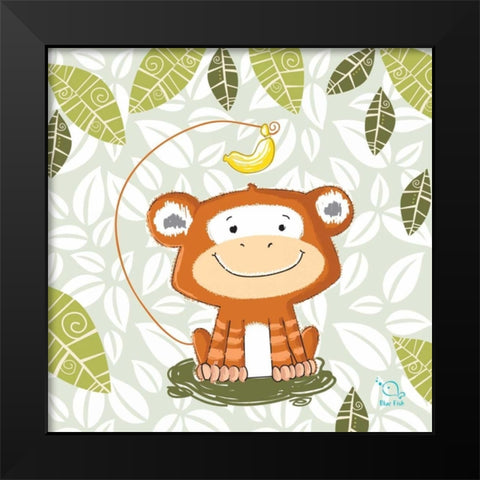 A Banana Tale Black Modern Wood Framed Art Print by Blue Fish