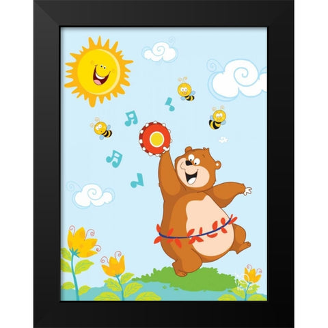 Bee Bright! Black Modern Wood Framed Art Print by Blue Fish