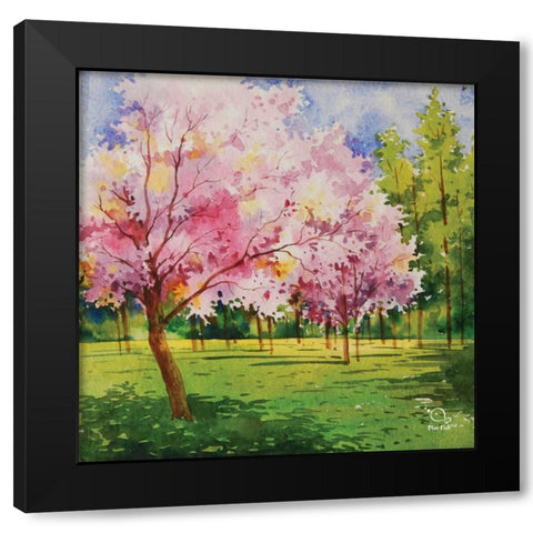 Cherry Blooms I Black Modern Wood Framed Art Print by Blue Fish