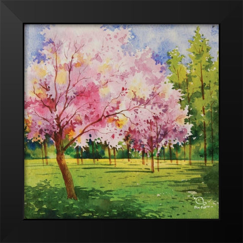 Cherry Blooms I Black Modern Wood Framed Art Print by Blue Fish