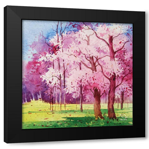 Cherry Blooms II Black Modern Wood Framed Art Print by Blue Fish