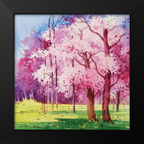 Cherry Blooms II Black Modern Wood Framed Art Print by Blue Fish