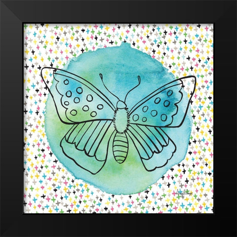 Butterflies Blue Black Modern Wood Framed Art Print by Frazer, Amy