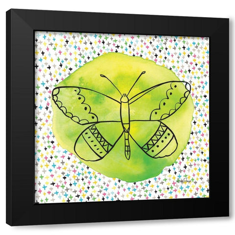 Butterflies Green Black Modern Wood Framed Art Print by Frazer, Amy