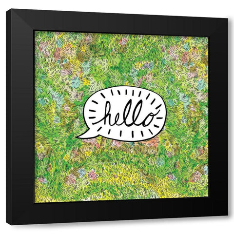 Hello Black Modern Wood Framed Art Print with Double Matting by Frazer, Amy