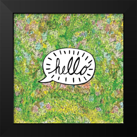 Hello Black Modern Wood Framed Art Print by Frazer, Amy