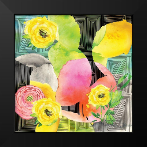 Geo Watercolor Black Modern Wood Framed Art Print by Frazer, Amy